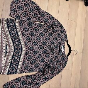 Abercrombie & Fitch Navy, Cream & Burgundy Printed Blouse